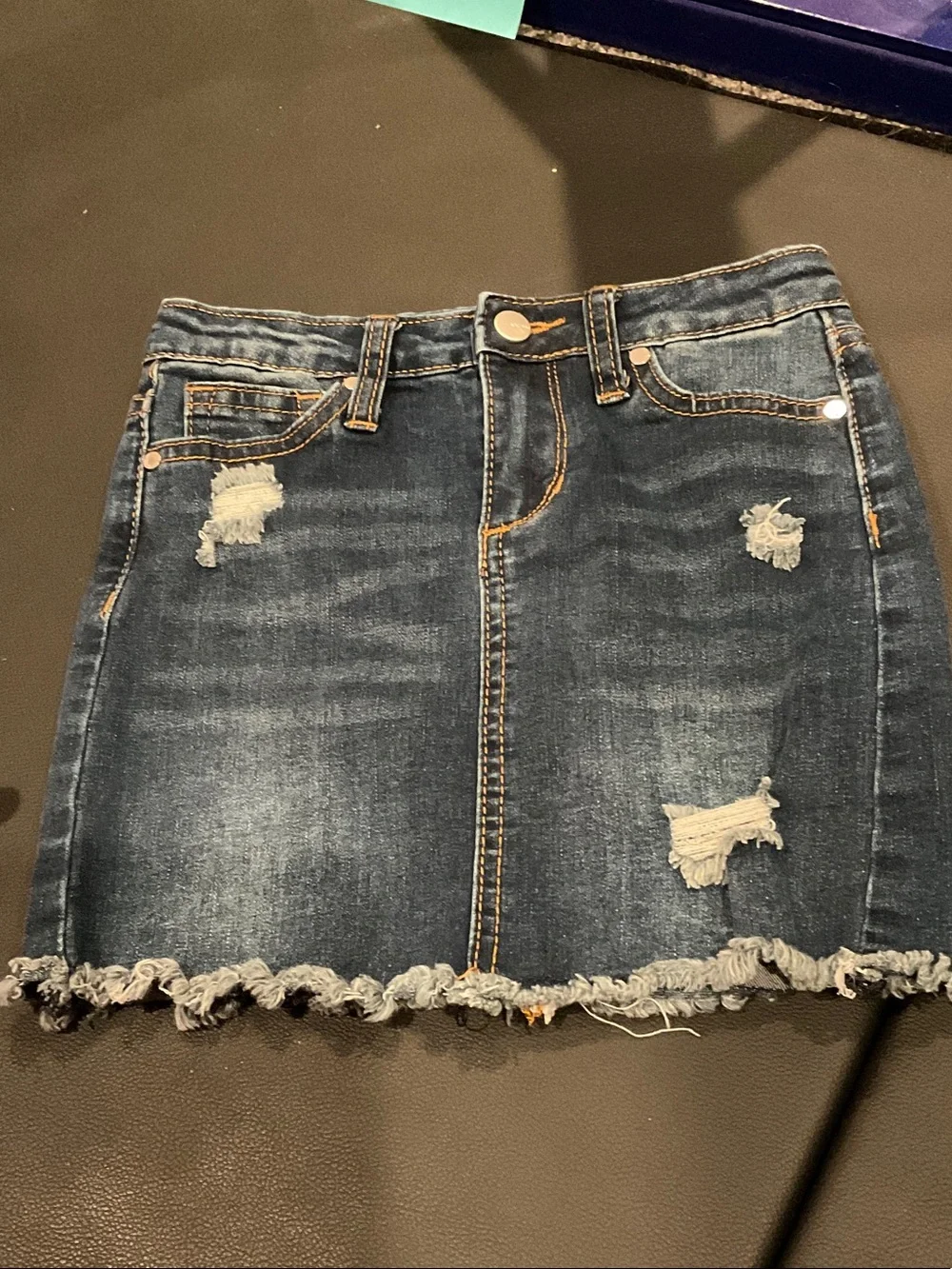 Joes Distressed Dark Blue Denim Mini Skirt size 6 little girls